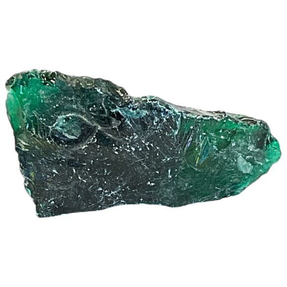 Emerald Green Layered Art Glass Cullet Glowing Manganese Slag Glass #4GM366 - Picture 4 of 7